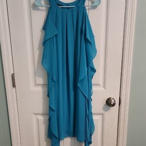 AGB Blue High Low Halter Sundress for Cocktail Events (J03)